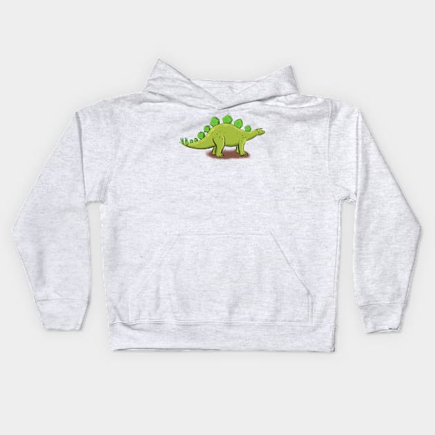 Happy stegosaurus dinosaur cartoon illustration Kids Hoodie by FrogFactory